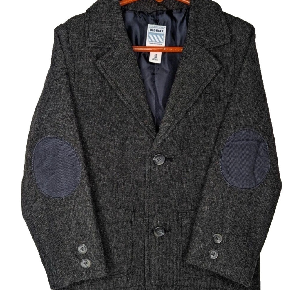 Old Navy Gray Pea Coat with Structured Shoulders 5T